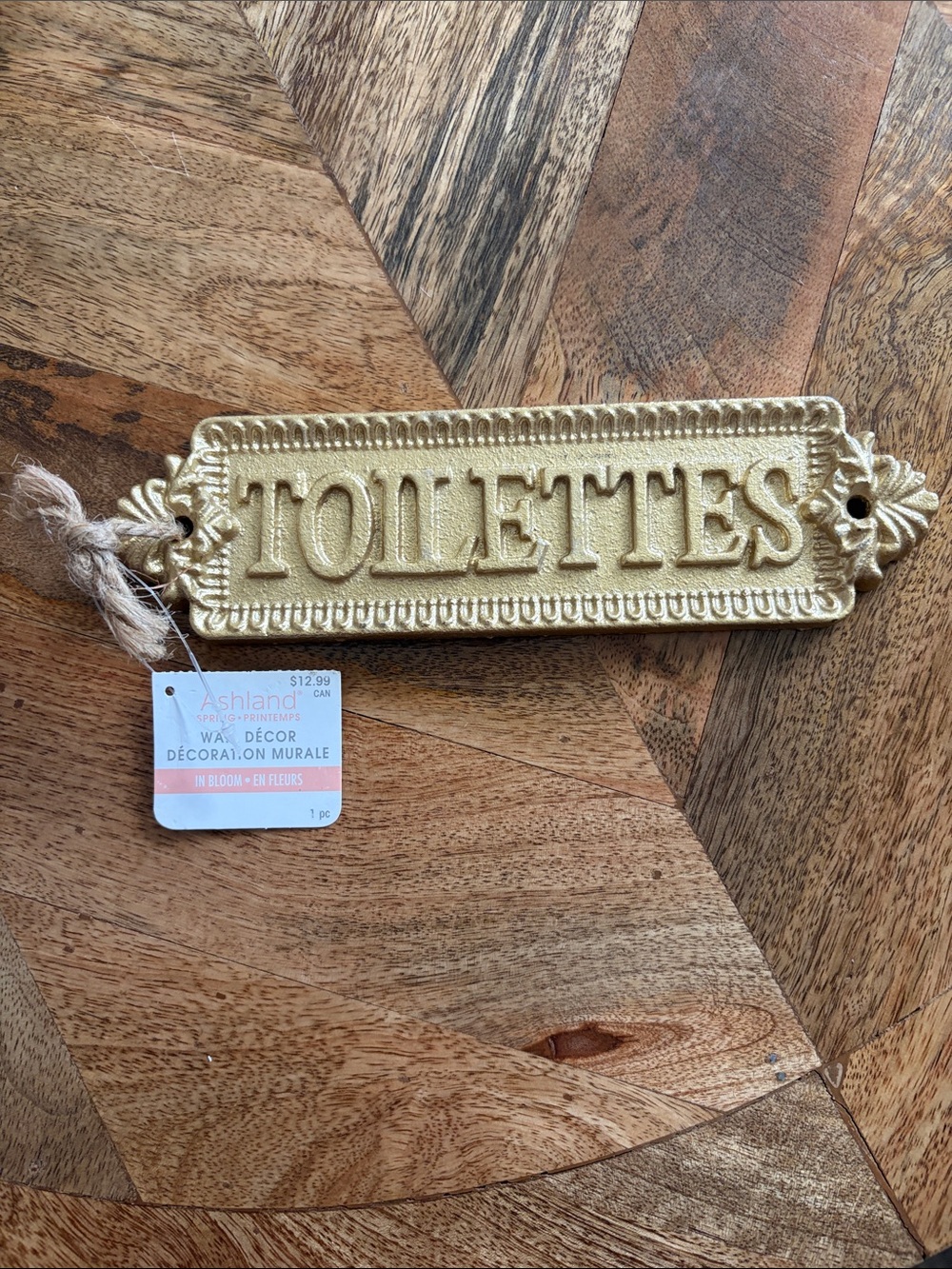 Ashland Gold 'TOILETTES' Embossed Cast Metal Sign
